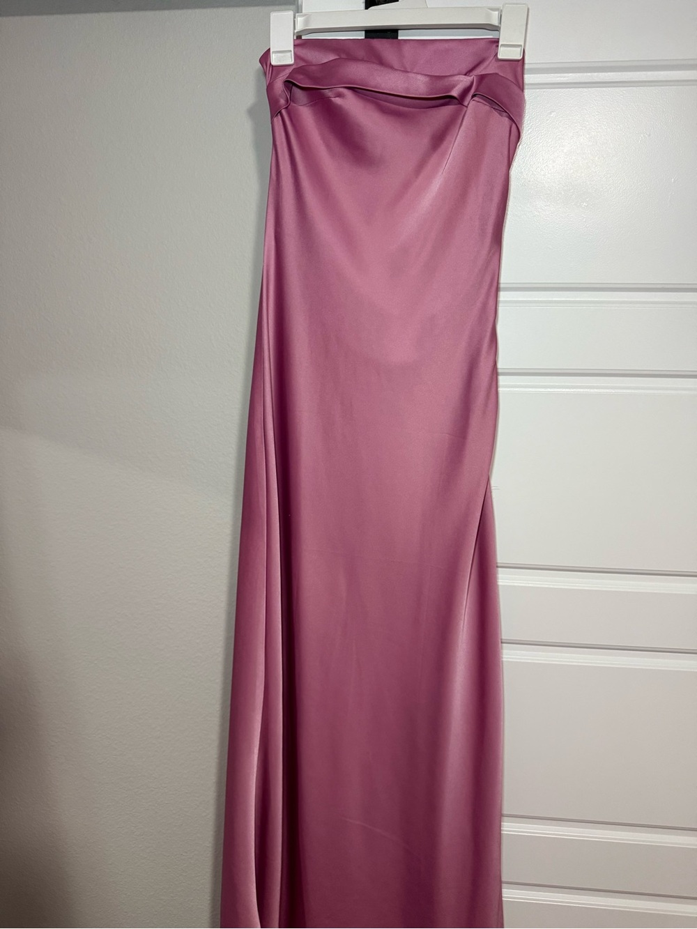 Amazon Satin Strapless Maxi Dress in Mauve Pink